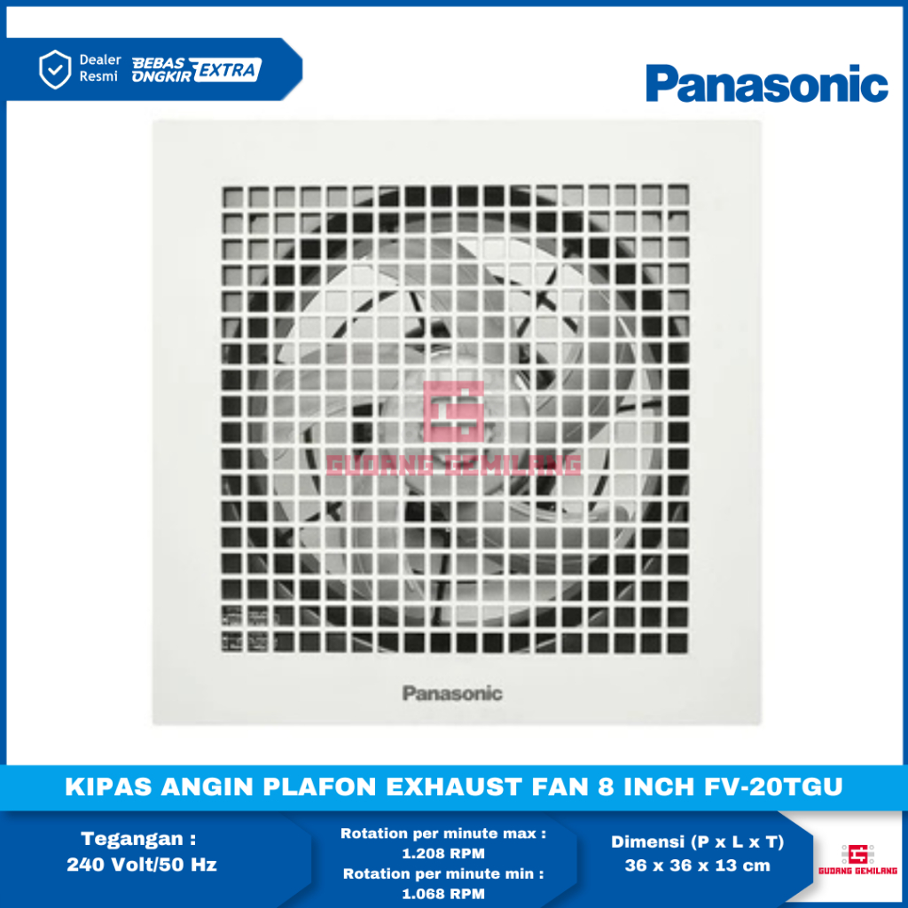 Kipas Angin Langit-Langit Ceiling Eksos Fan 8 Inch FV-20TGU PANASONIC
