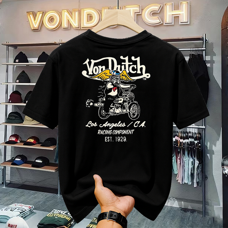 VON DUTCH T-Shirt Print Vintage Racing – Kaos Pria Gaya Y2K, Nyaman Dipakai Jalan & Daily Outfit