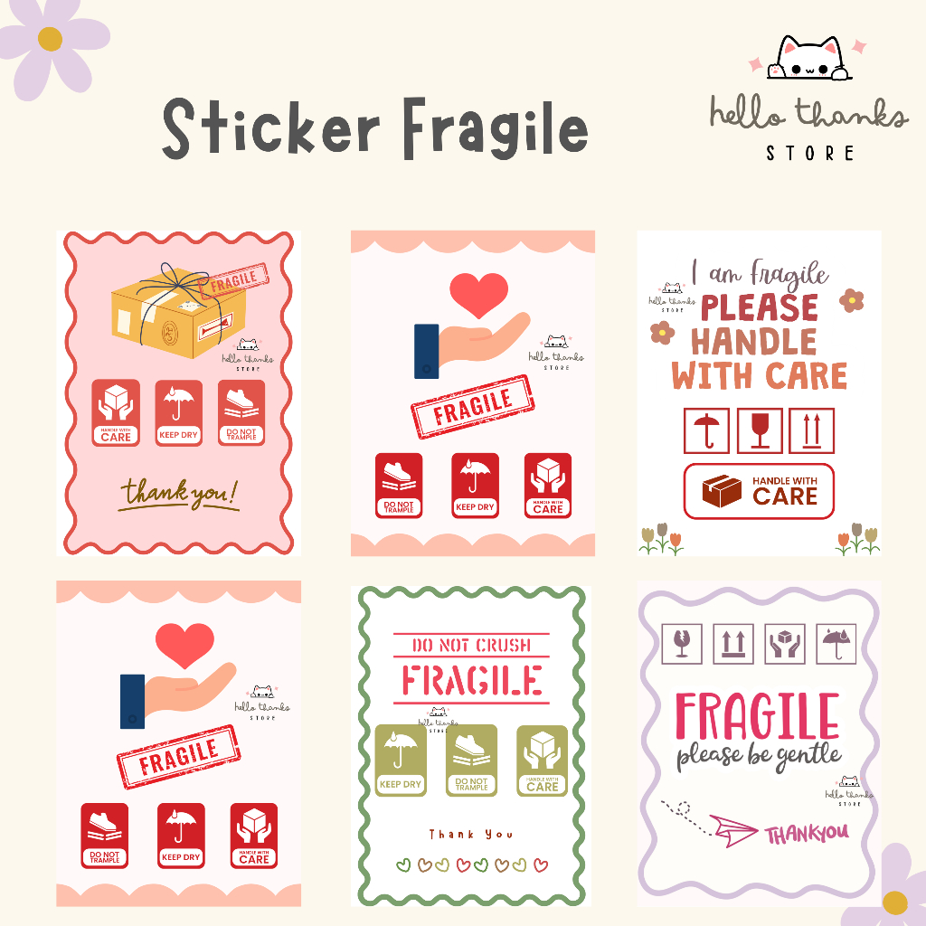 Sticker fragile lucu / Sticker chromo fragile / Fragile die cut