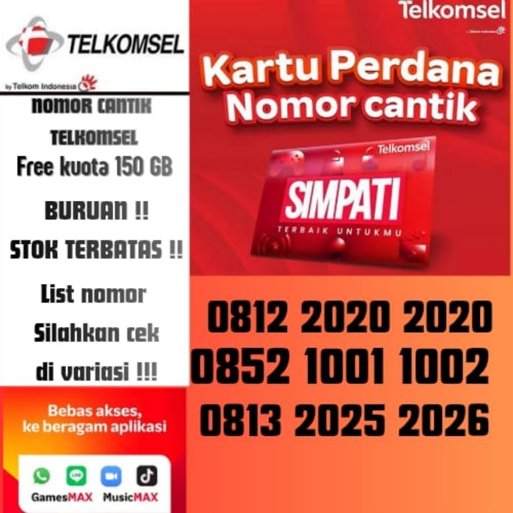 PROMO kartu perdana nomor cantik telkomsel free kuota 150gb