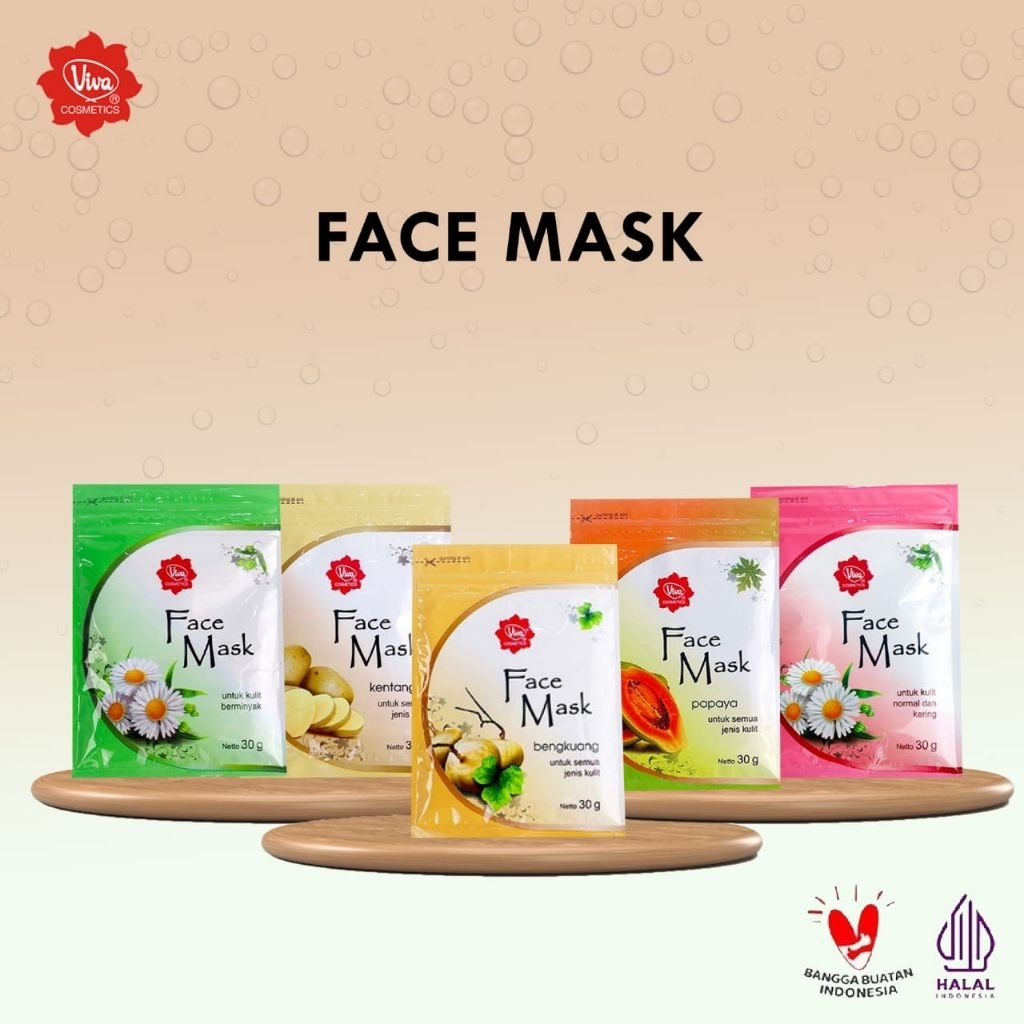 Viva Mask Masker Wajah 30g - Bengkuang, Normal_Kering, Kulit Berminyak,