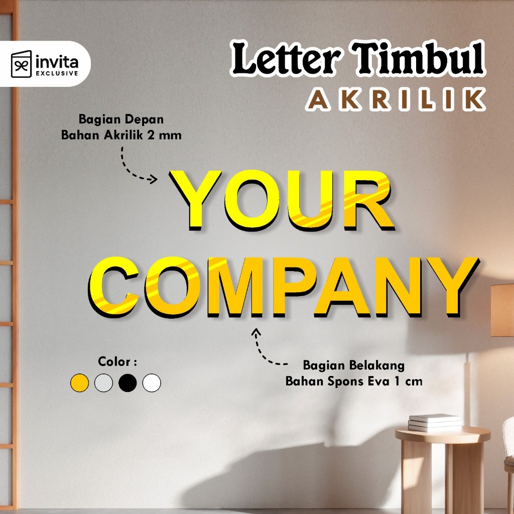 Huruf Timbul Akrilik Custom  Letter Sign Akrilik Nama Toko Kantor Cafe – Elegan & Mudah Dipasang