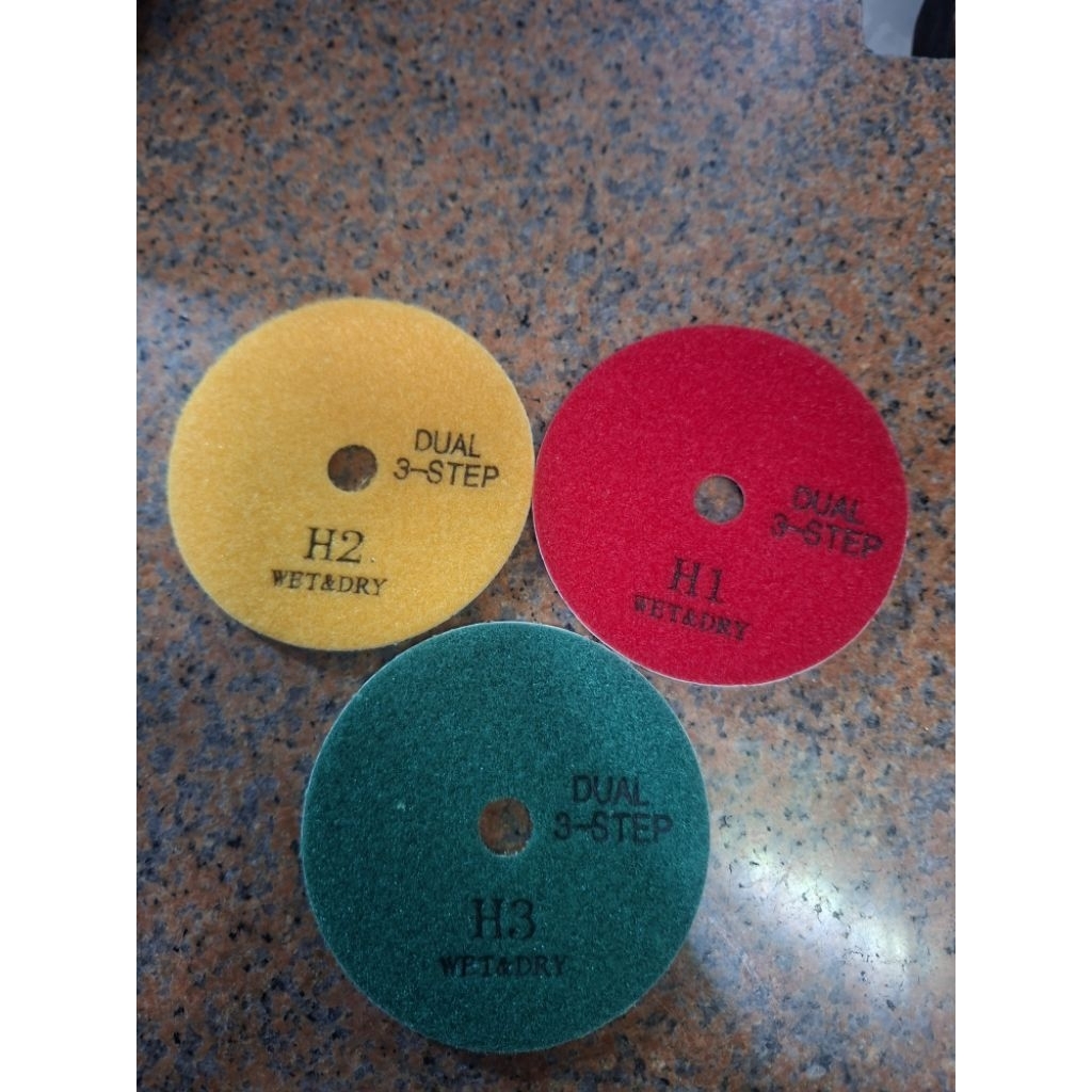 Diamond pad 4inch 3step untuk poles basah dan kering marmer dan granit