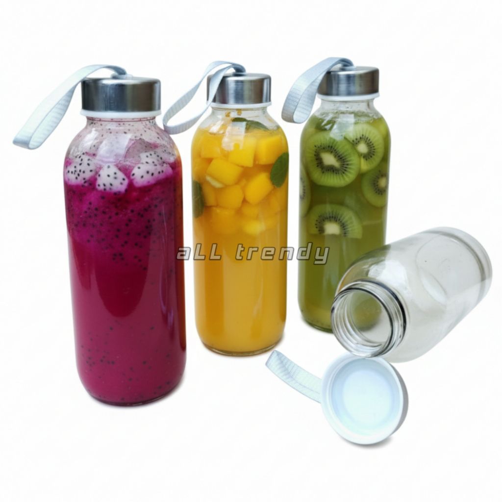 BOTOL MINUM KACA BENING 420ML POLOS KACA