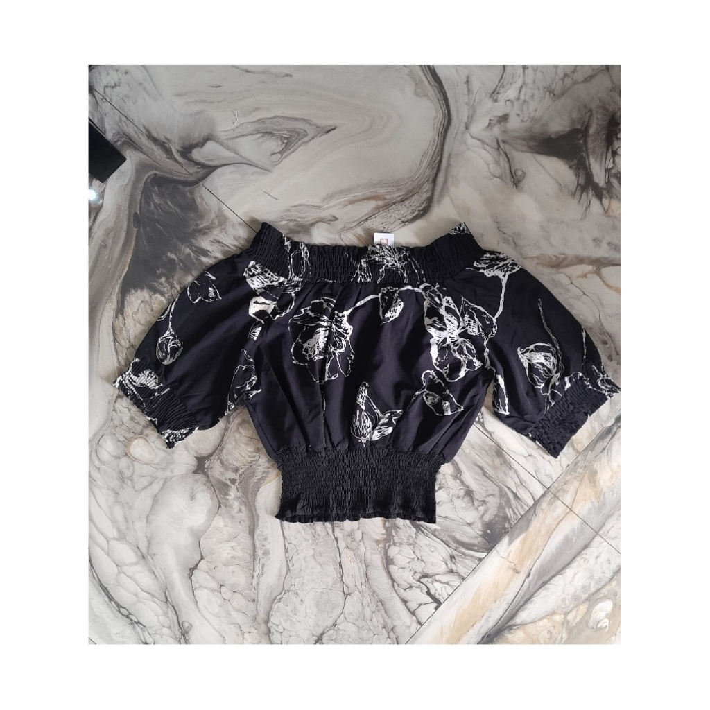 Korean Blouse Sabrina Crop Jumbo, Sabrina Crop Top Jumbo