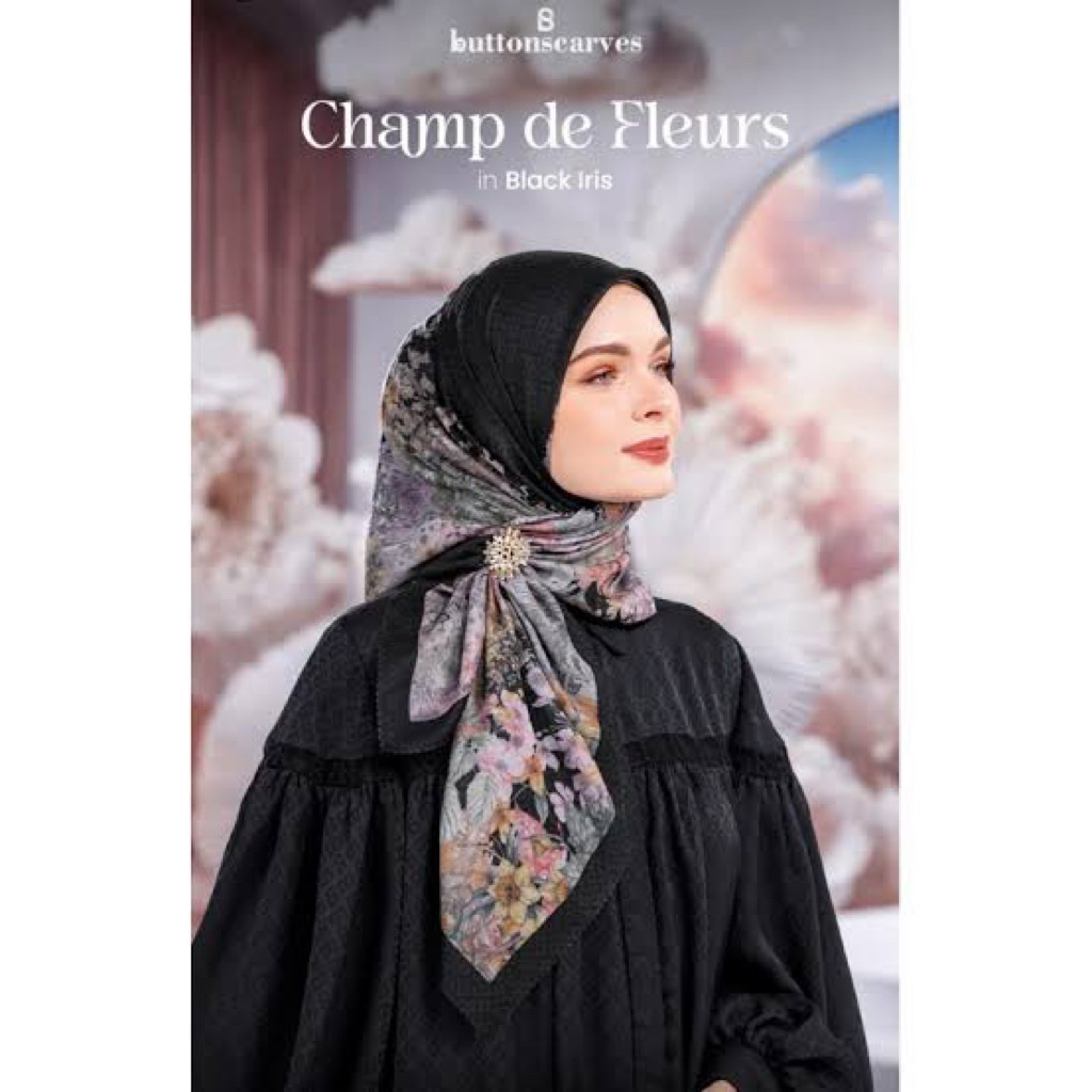 Buttonscarves Champ De Fleur - Black iris - NEW