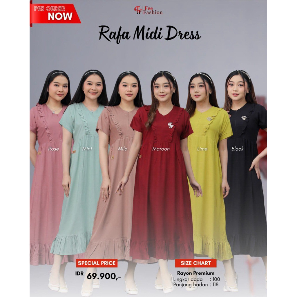 Fee Fashion - Dress / Daster / Rafa Midi Dress Fee Fashion