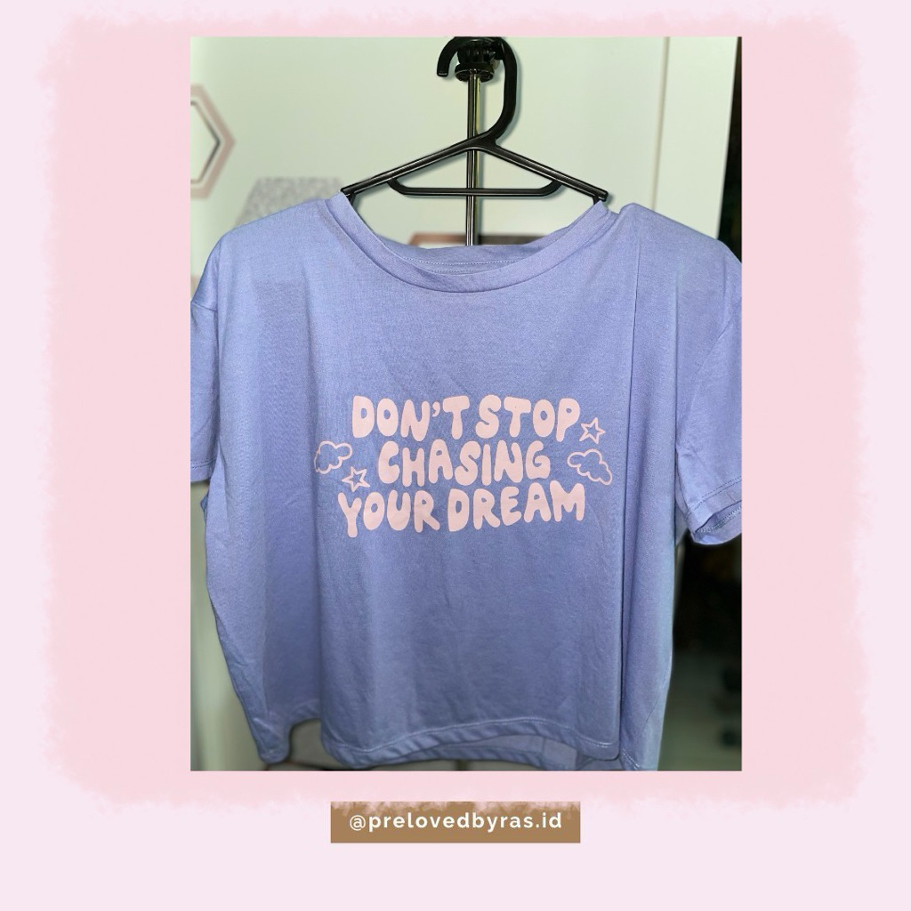 KAOS PENDEK CROP WANITA - BIRU MUDA (C*LORBOX) - PRELOVED