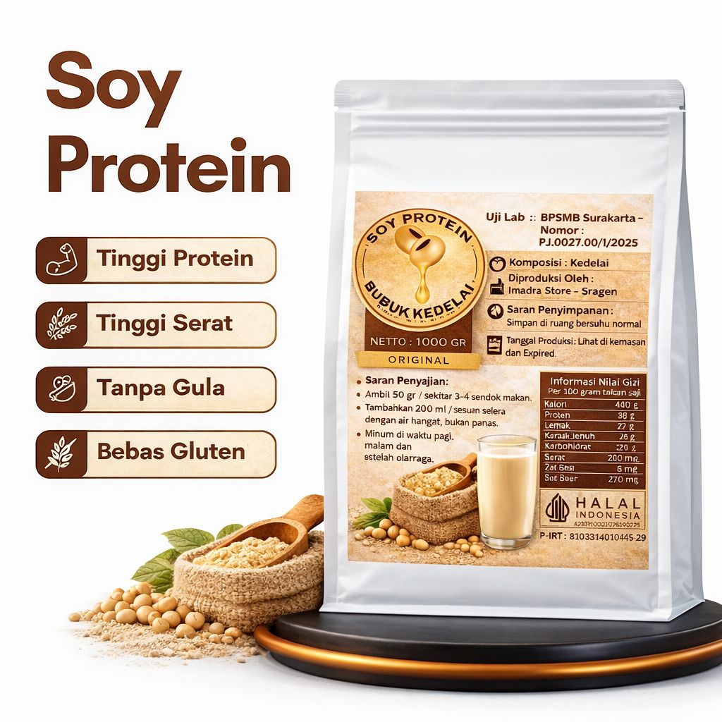 Soy Protein 500/200 Gr Susu Kedelai Bubuk Suplemen Tinggi Protein