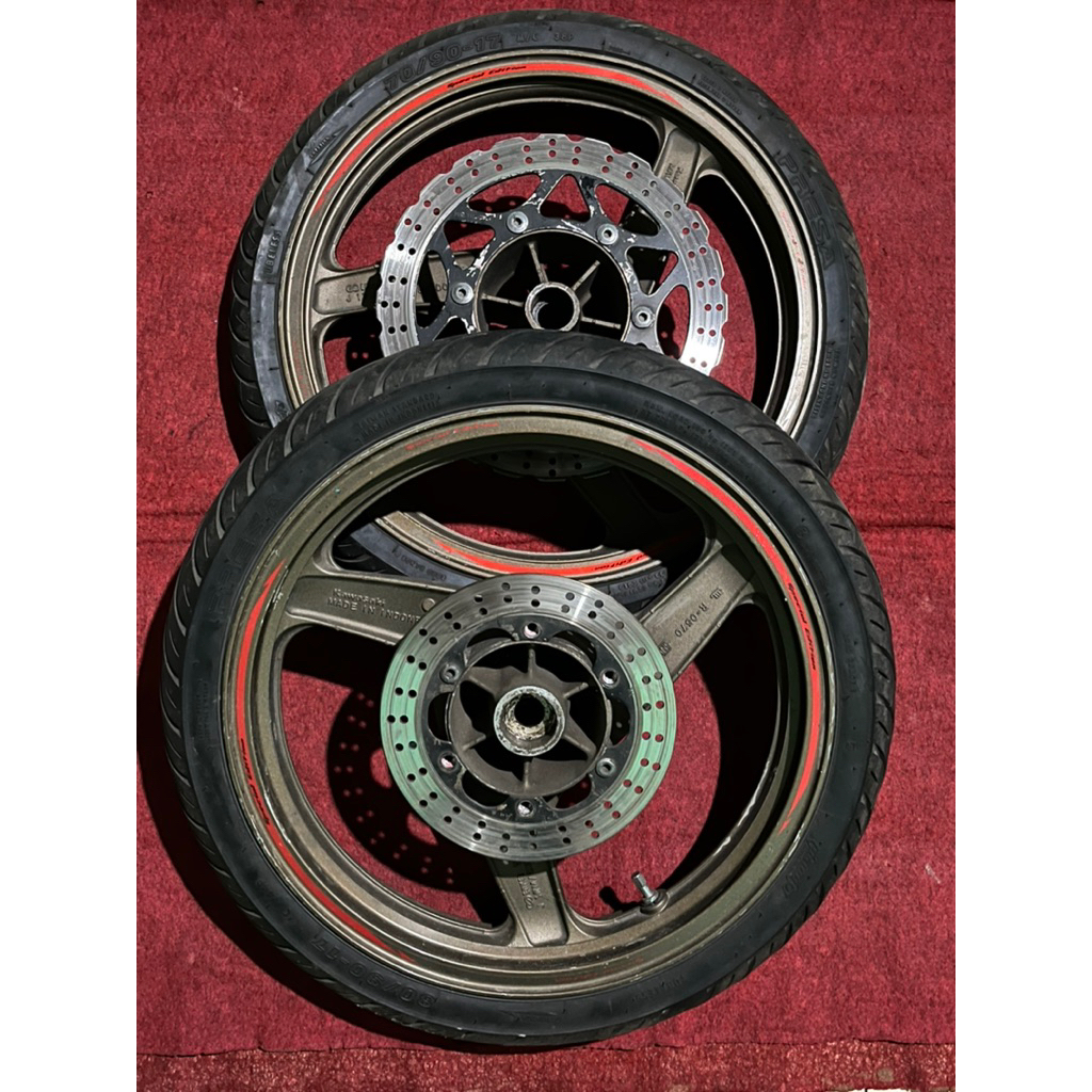 Velg original ninja rr 1set piringan cakram ban depan belakang ninja rr new old
