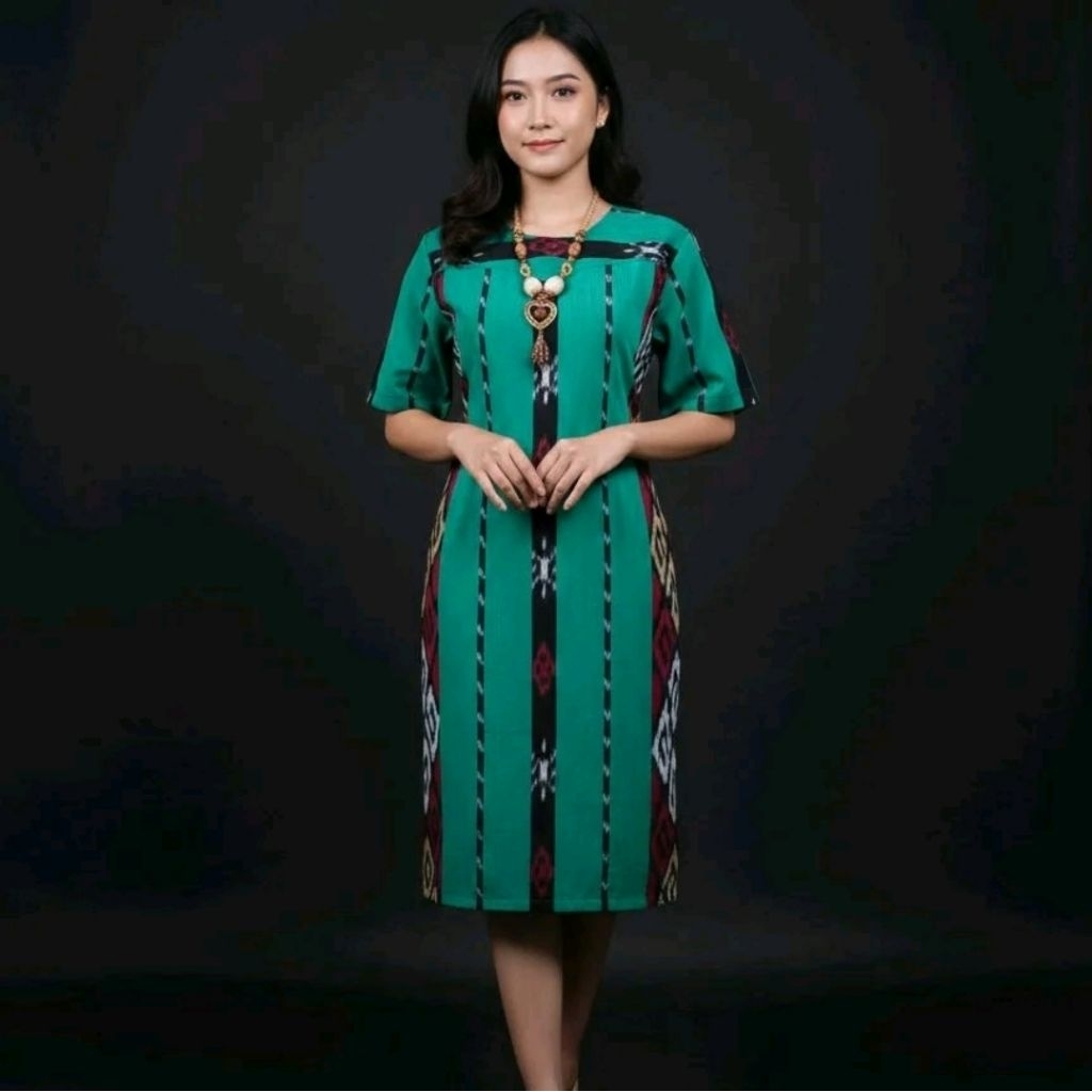 DRESS TENUN WANITA PREMIUM WARNA HIJAU TOSCA