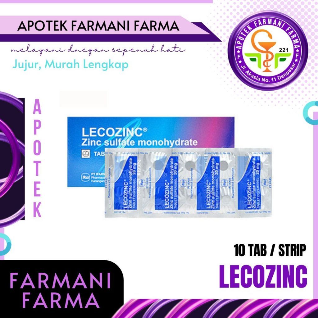 LECOZINC 10 TABLET STRIP ZINC / SUPLEMEN ZINC DEWASA / ZINC SUPPLEMENT / VITAMIN ZINC / VITAMIN DIAR