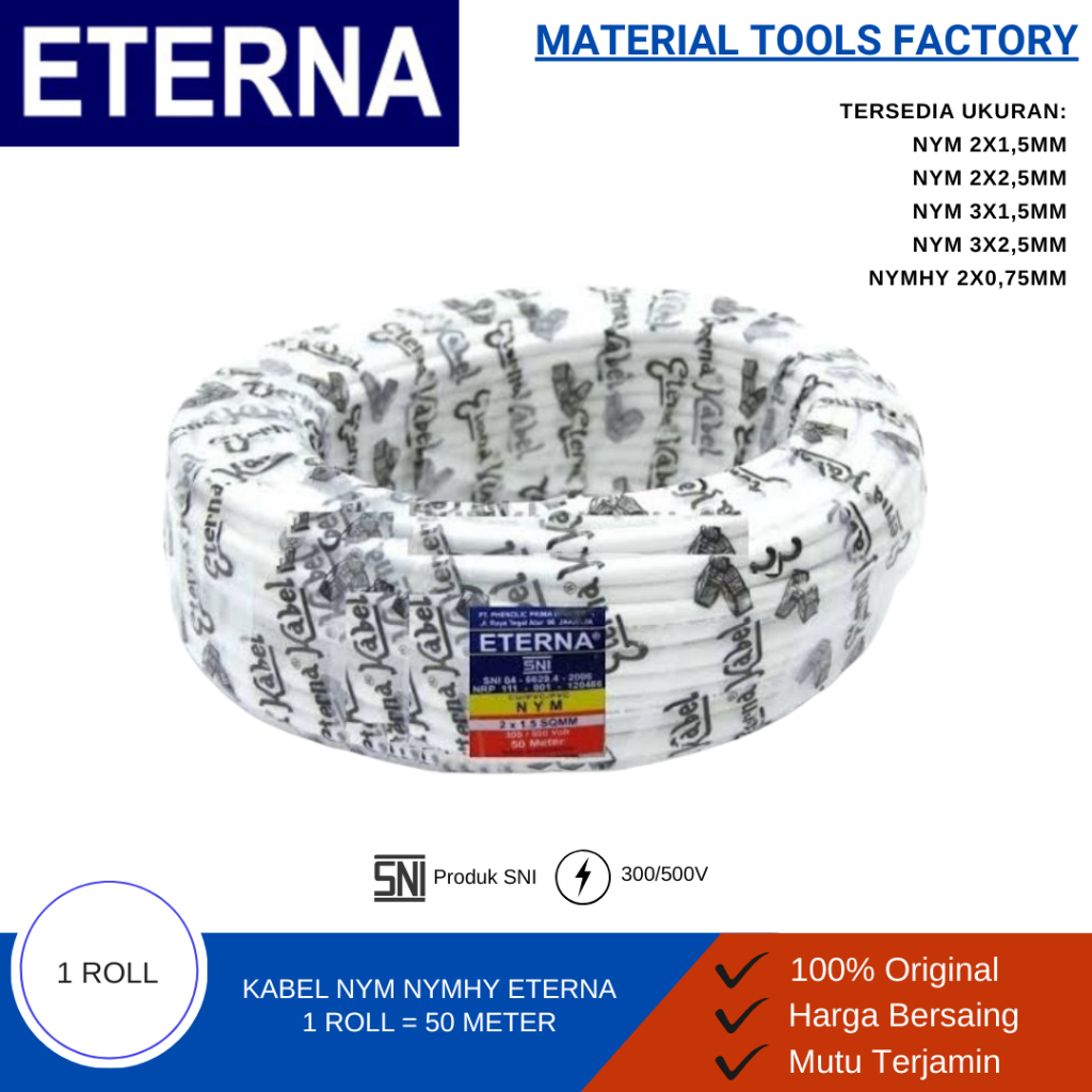 Kabel NYM - Kabel NYMHY - Kabel Eterna - Kabel Listrik - Kabel Listrik Eterna Roll - Kabel Eterna 50