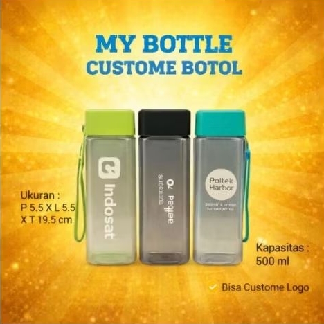 Custom Sablon Botol Minum My Bottle - Custom Free Sablon - Souvenir Botol Minum