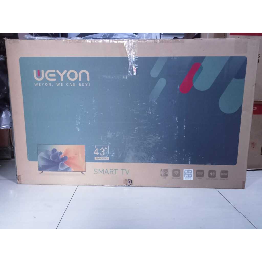 LED TV SMART WEYON 43IN SMARRT TV KONDISI TV BEKAS  BISA YOUTUBE WIFI FREE PACKING KAYU + PLASTIK