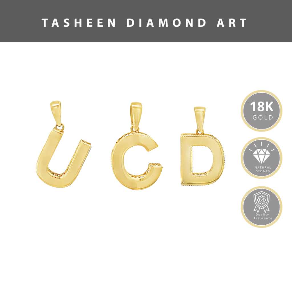 TDA Liontin Emas Asli Inisial Huruf Balok Custom | Kalung Nama Wanita Kado Ulang Tahun Pacar