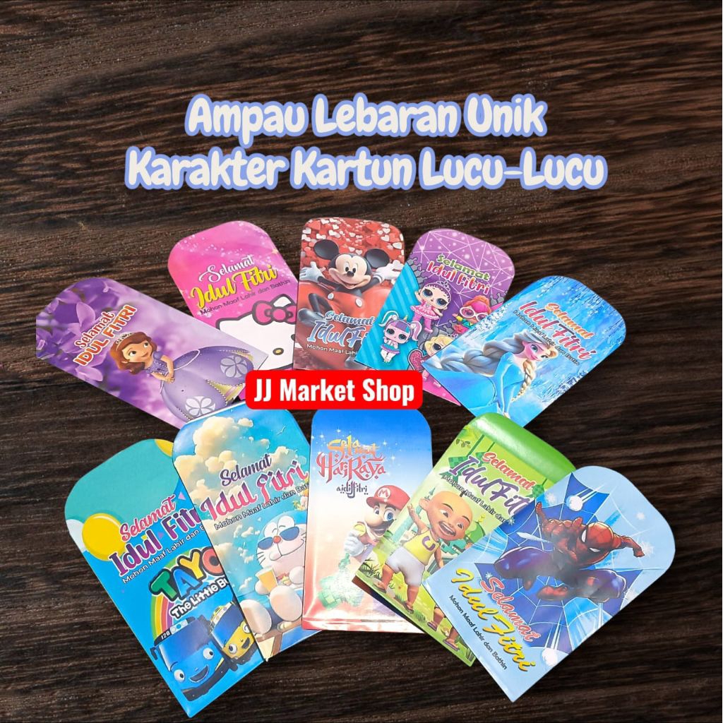10Pcs Ampau Lebaran Karakter Unik & Lucu Uk Medium Amplop Lebaran Motif Kartun Lucu-Lucu