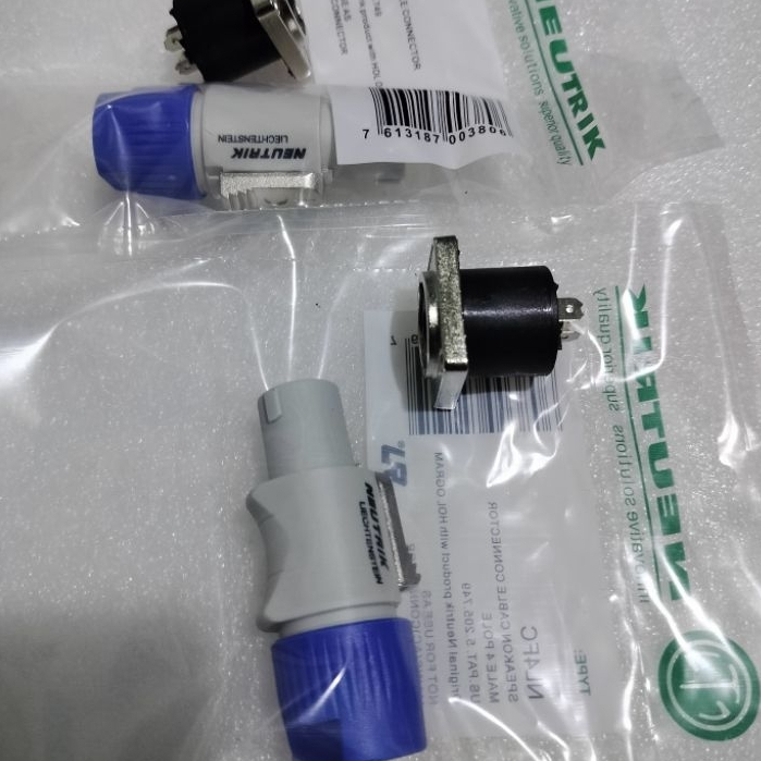 (2 set) JACK SPEAKON NEUTRIK ORIGINAL+2Pcs SOKET SPEAKON BULAT DAN SEGI BESI