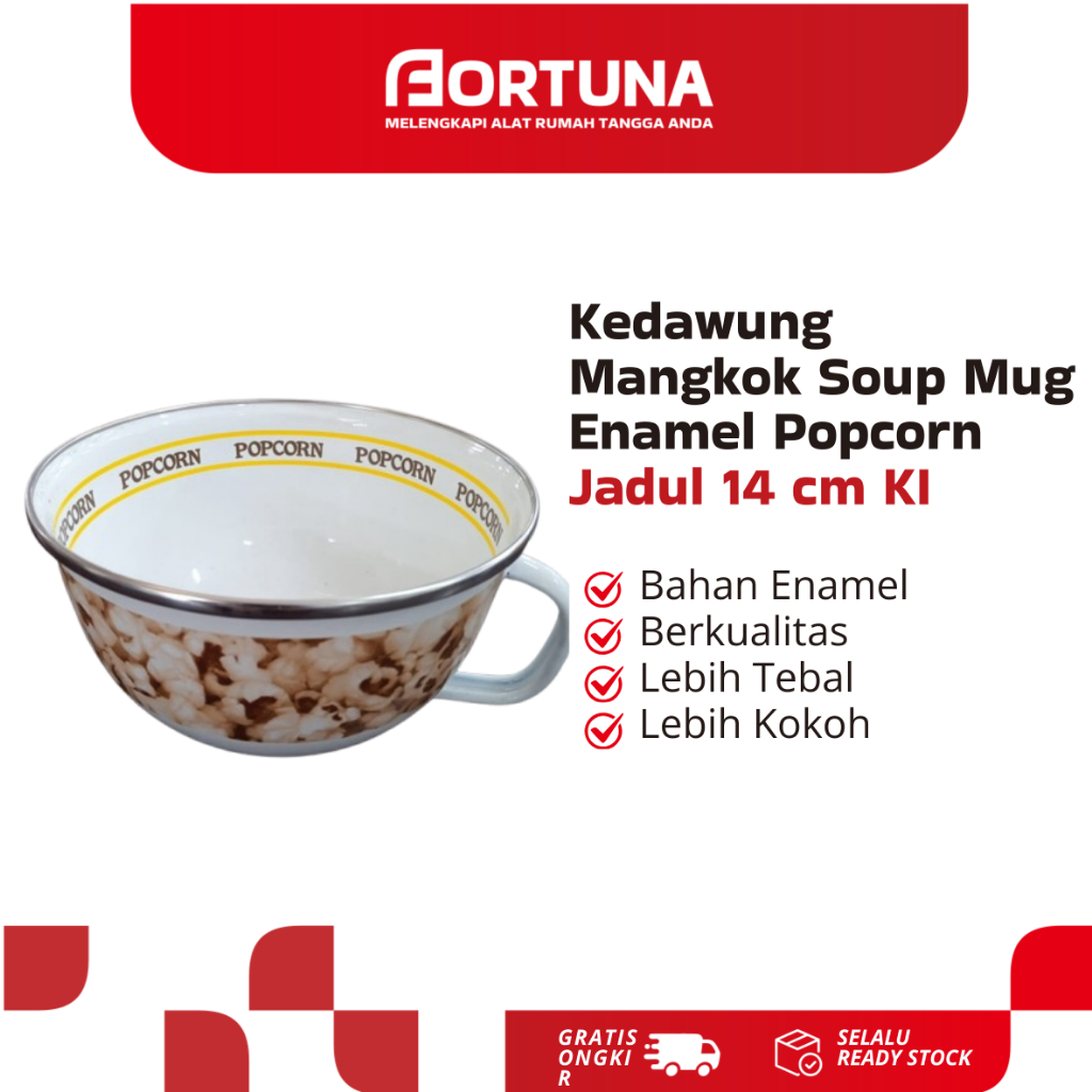 Kedawung Mangkok Soup Mug Enamel Popcorn Jadul 14 cm KI