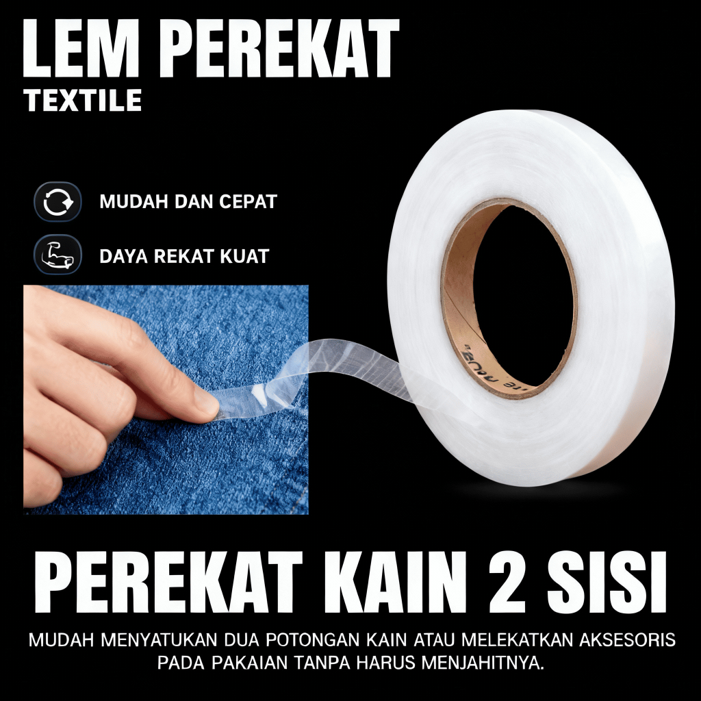 Lem Tekstil Double Tape – Perekat Kain Praktis & Tahan Lama