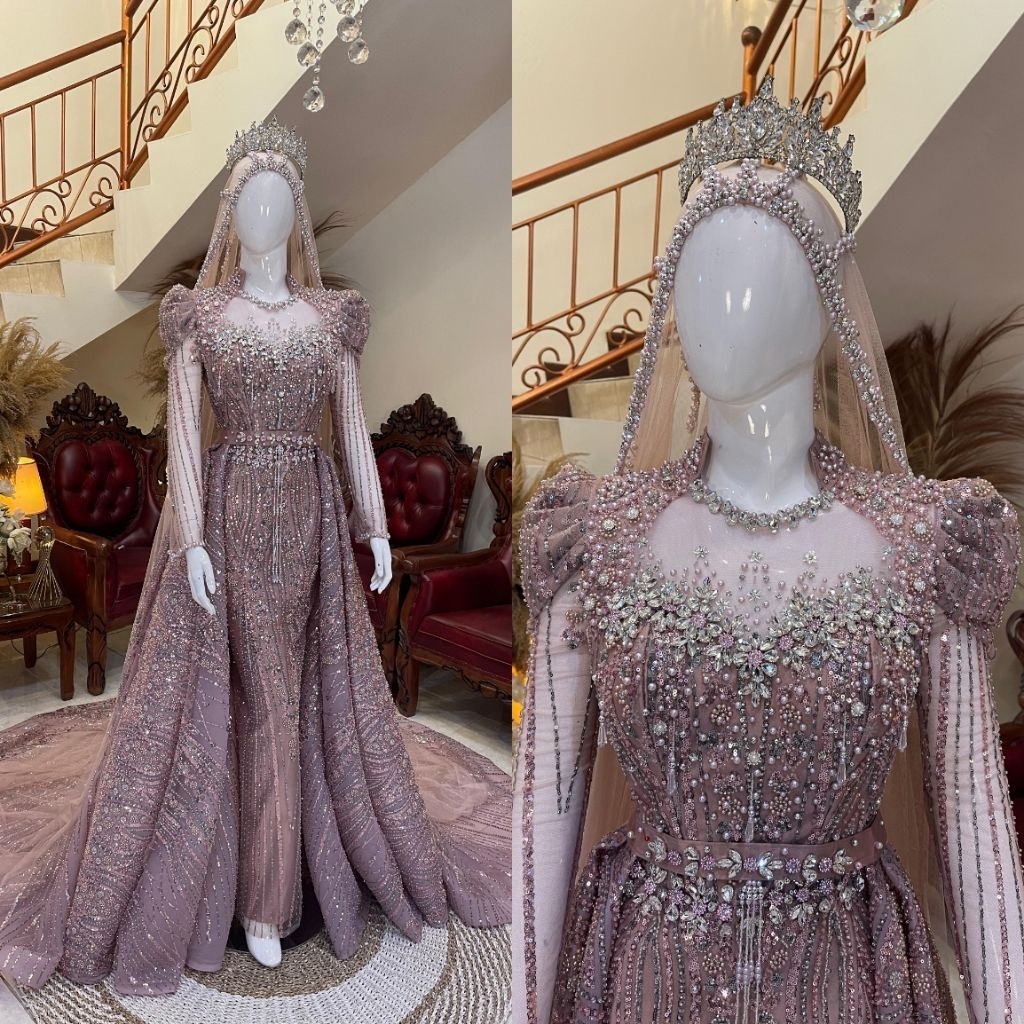 gaun pengantin wedding | gaun pengantin slim premium | gaun pengantin slim ekor