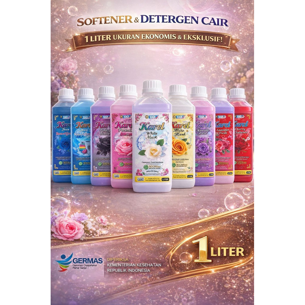 KAREL Sabun Cair Laundry Detergen Liquid Cuci Baju Pewangi pakaian dan cuci piring Lebih Hemat Busa 