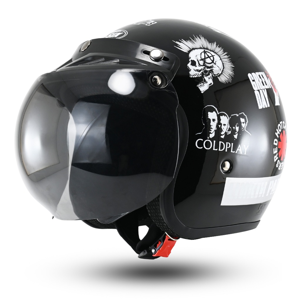 Helm Bogo Retro Dewasa SNI Pria Wanita Motif Aesthetic Kaca Datar