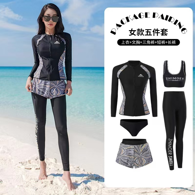 READY STOCK SAF - AZTEC black bikini set 5 pcs woman premium / baju renang wanita + legging swimsuit