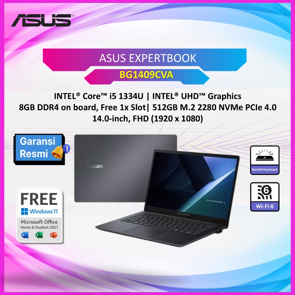 LAPTOP ASUS EXPERTBOOK BG1409CVA I5 1334U 8GB 512GB 14.0FHD