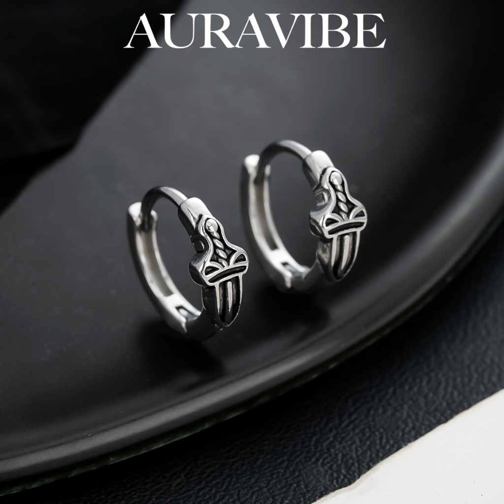 AURAVIBE Anting Pedang Orisinil Pria - Desain Tembaga Retro & Minimalis yang Berkarakter (Terbaru)