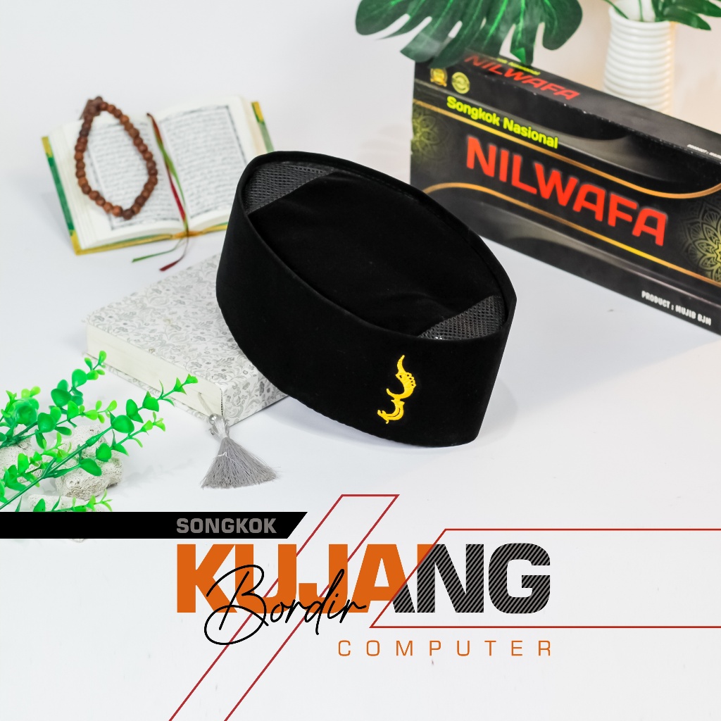 Peci Songkok Kujang Siliwangi Kopyah Kujang Bordir Hitam Merah Biru Tinggi 9 cm