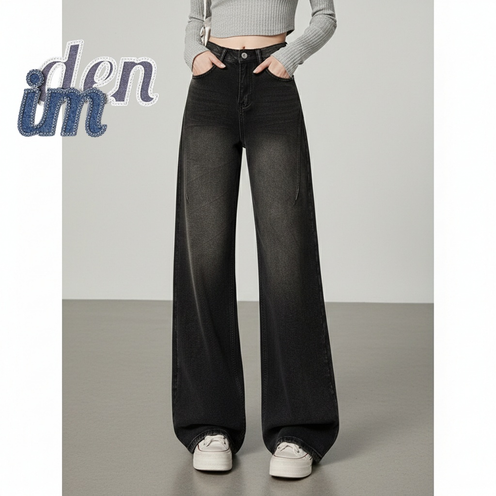 Jeans 8861 Celana Jeans Wanita Kulot Jeans Hitam HighWaist Baggy Jeans denim