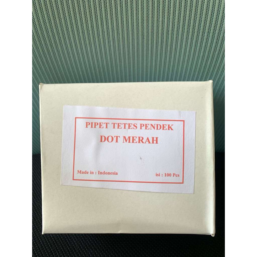 Pipet Tetes Kaca Merah 9cm(BOX)