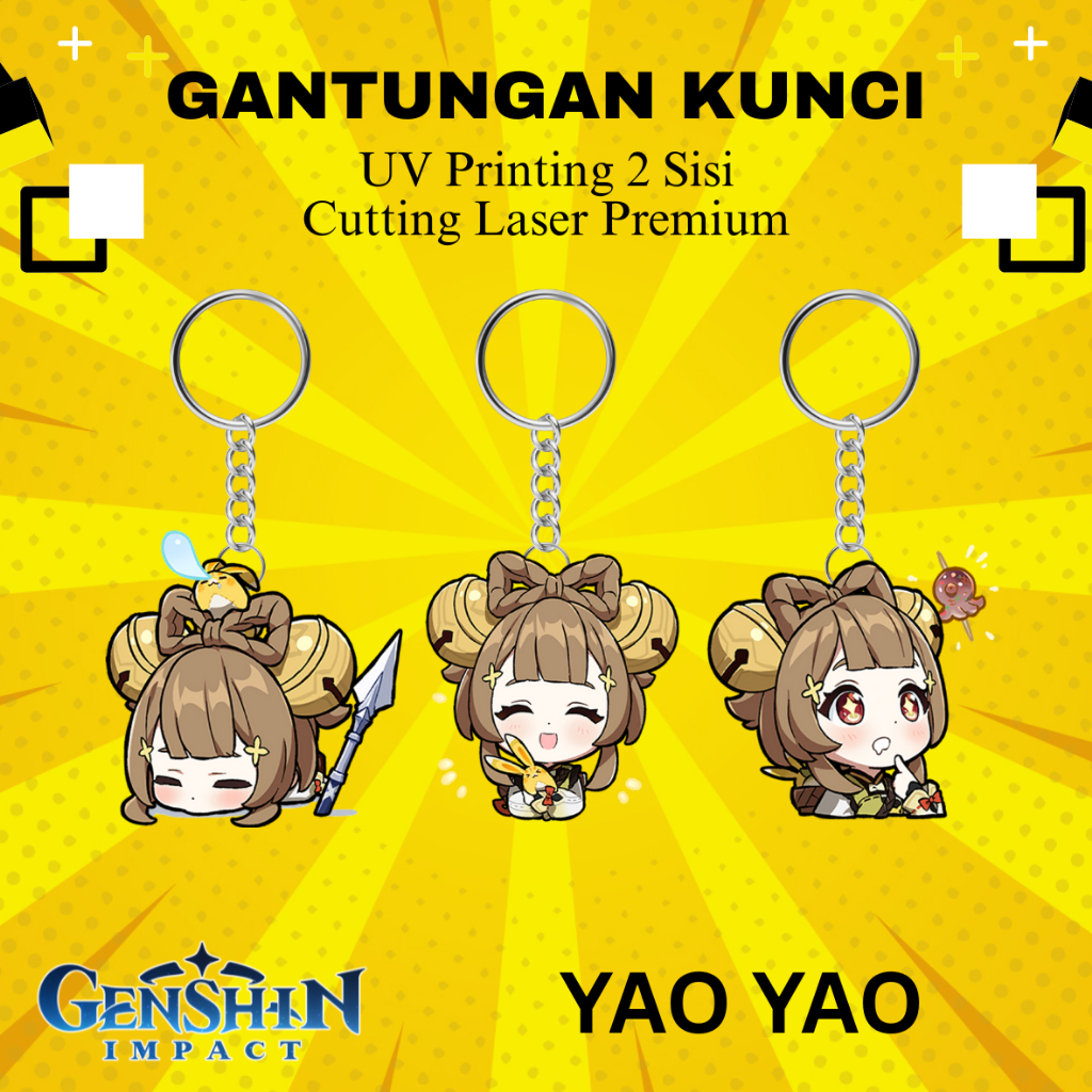 Gantungan Kunci Genshin Impact Yaoyao | Ganci Akrilik UV 2 Sisi Cutting Laser Premium Karakter Yao Y