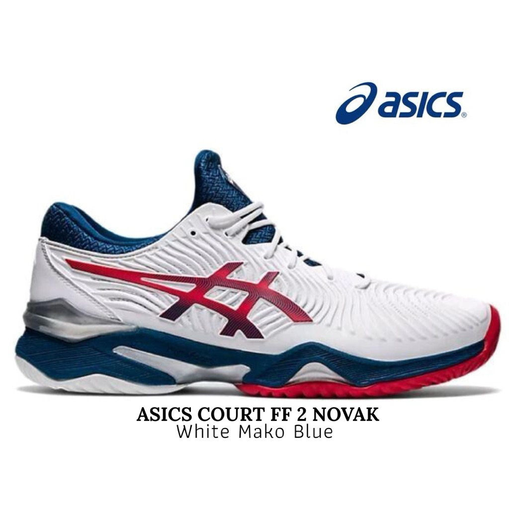Sepatu Tenis Asics Court FF 2 Novak Standard White Mako Blue