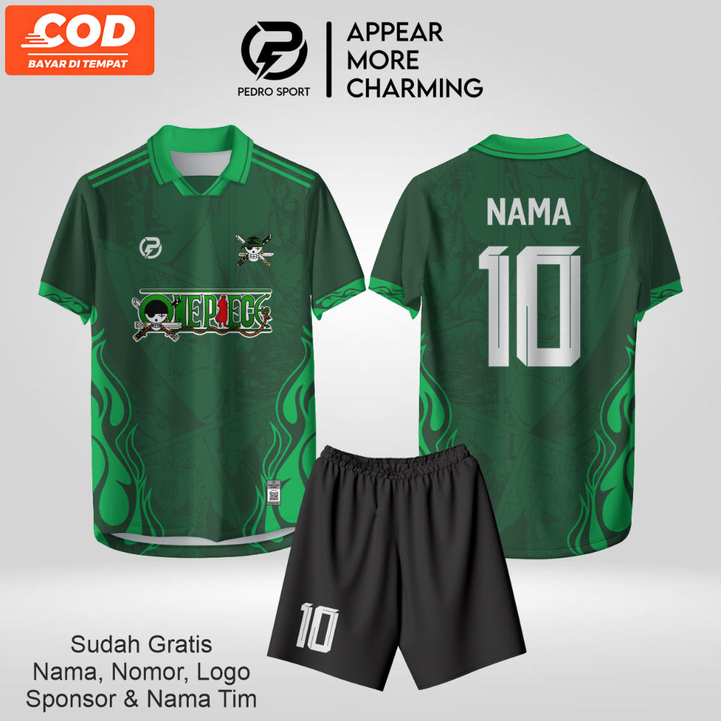 Jersey Full Printing Jersey Futsal Jersey Bola custom jersey anime jersey one piece jersey Roronoa Z