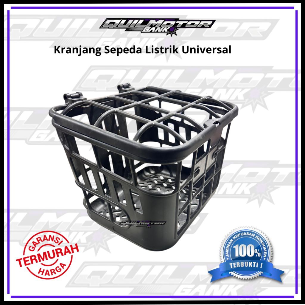Keranjang Sepeda Listrik Universall Plastik Tebal Set Tutup Depan Kuat