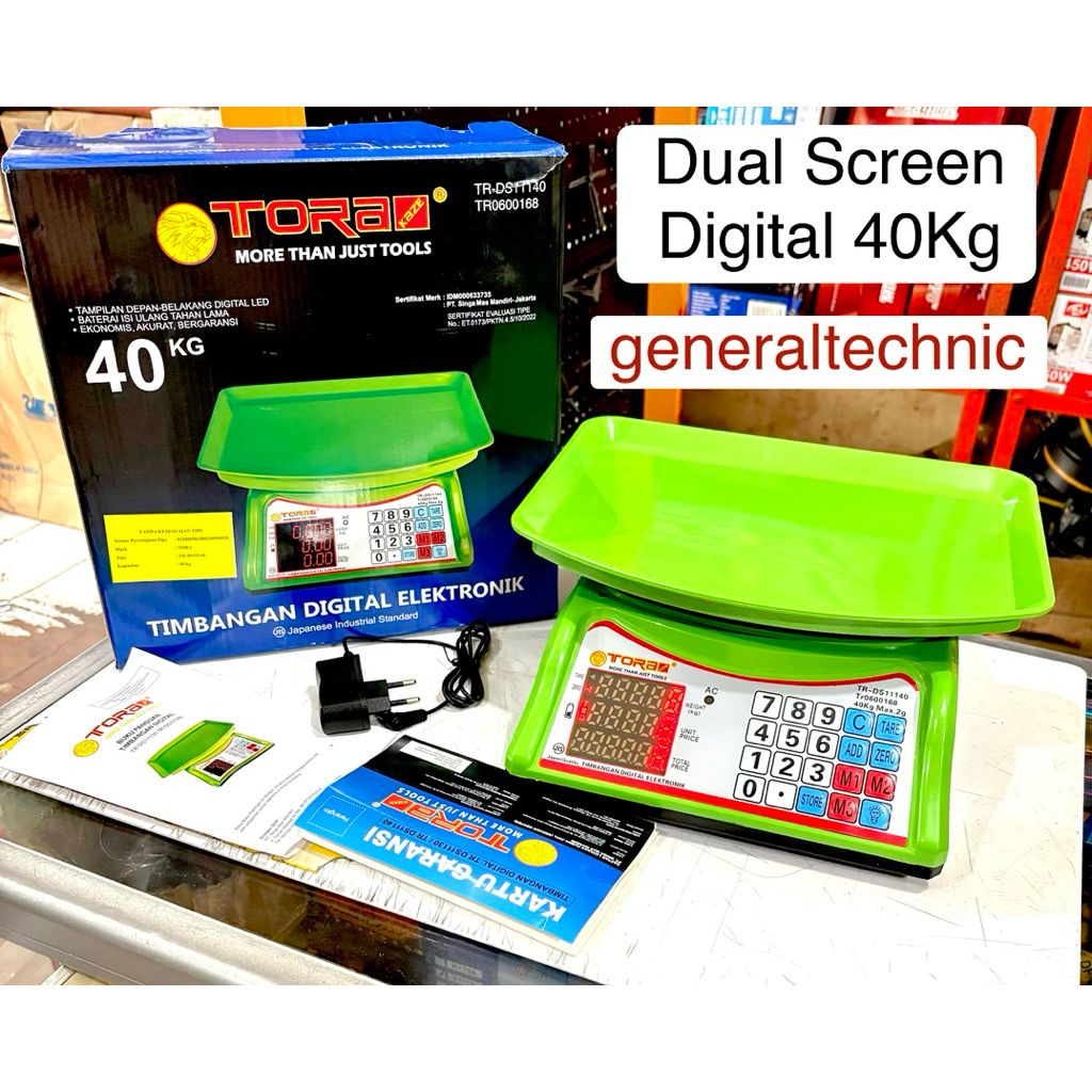 Timbangan Digital 40KG Tora TR-DS11140 Digital Scale Tora 40KG (Hijau) Sertifikasi Resmi