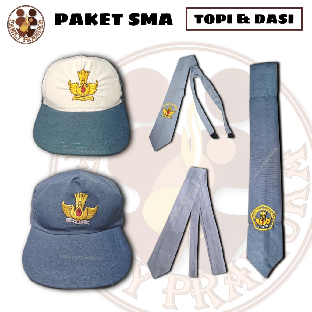 PAKET HEMAT TOPI DASI SMA/PAKET SET TOPI DAN DASI SMA
