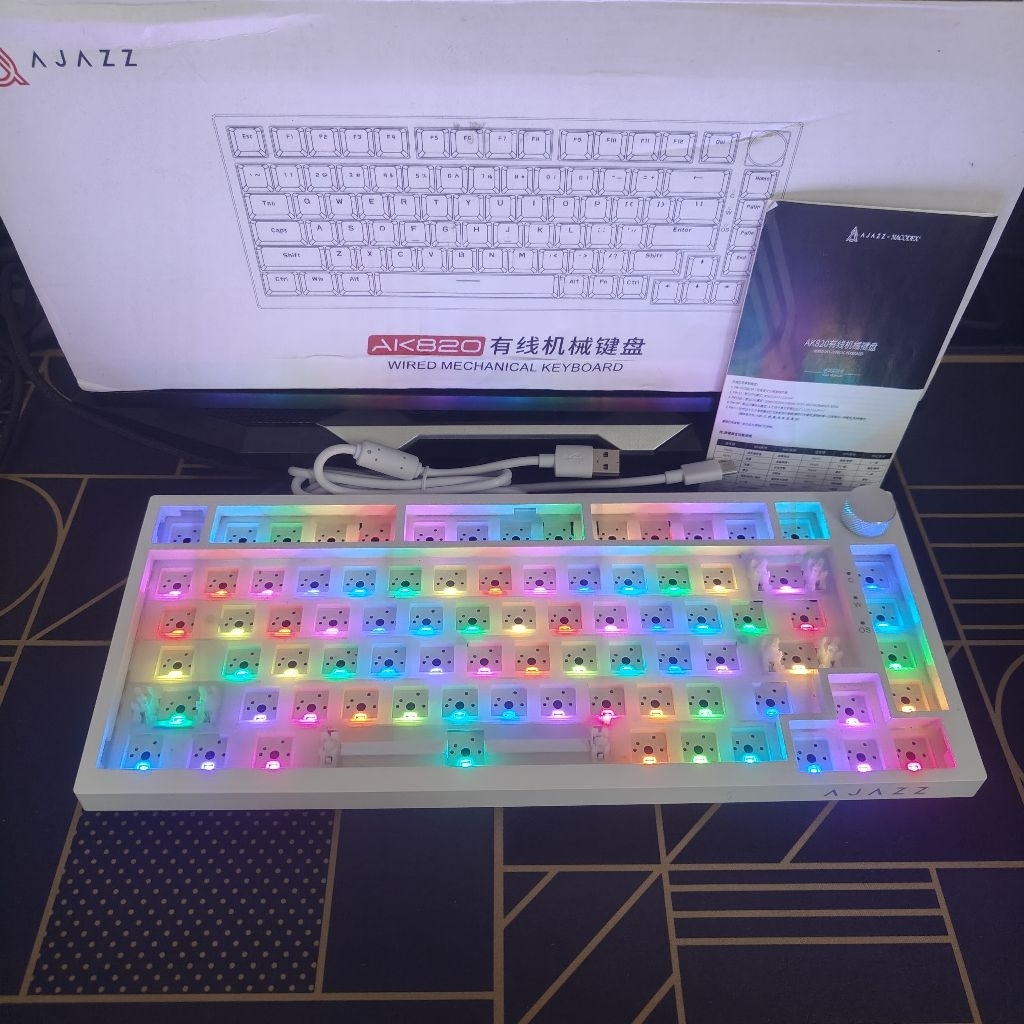 Barebone Ajazz Ak820 GTS 75% Gasket Mounted Mechanical Keyboard - White