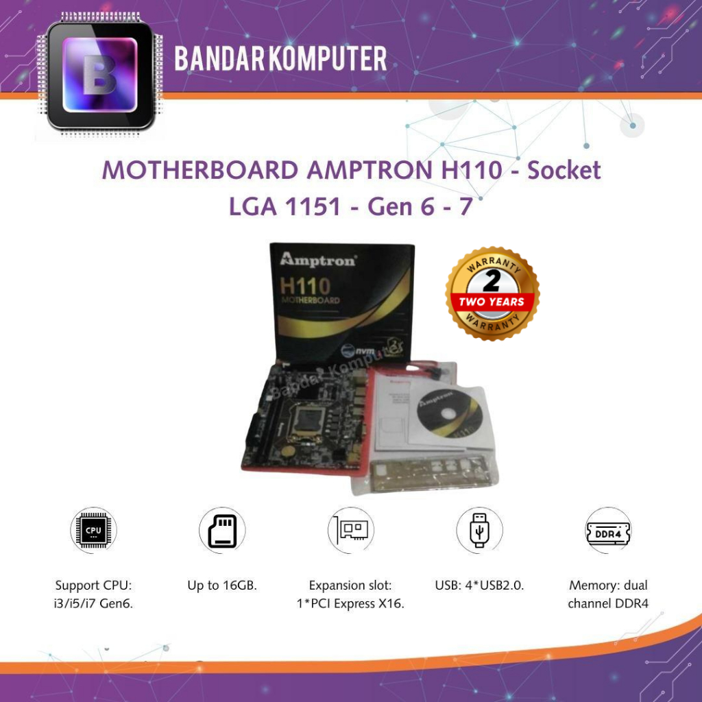 MOTHERBOARD AMPTRON H110 NVME SOCKET LGA 1151 DDR4 NVME