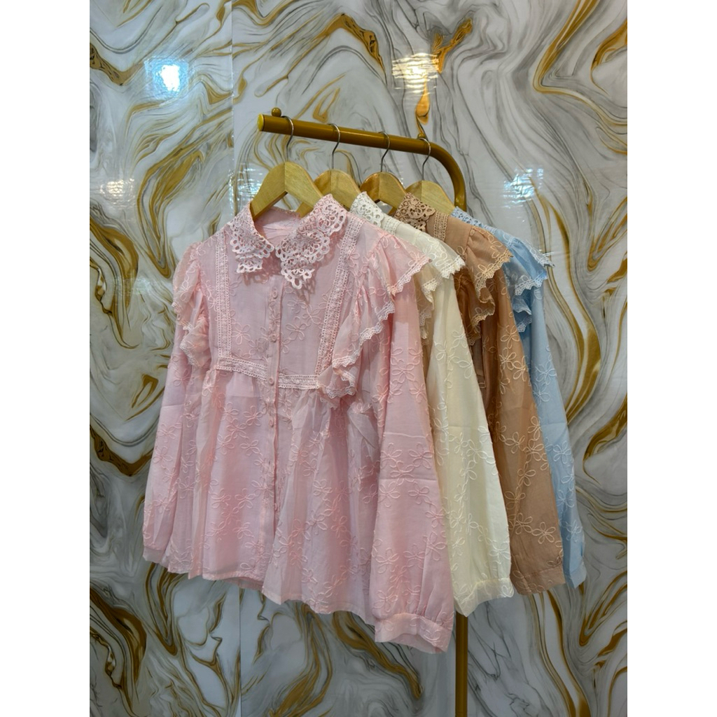 Blouse bunga renda || Keaneska_fashion
