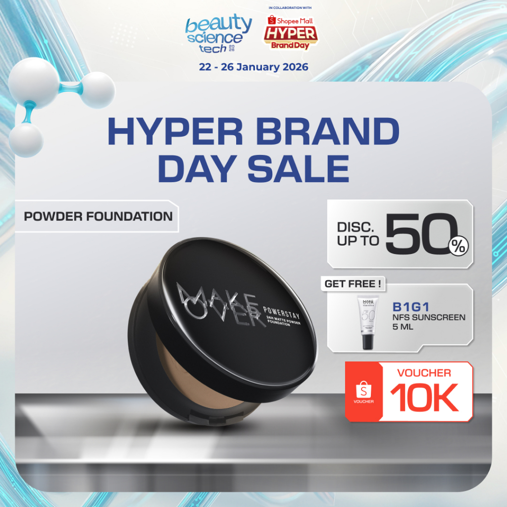[SPECIAL HOLIDAY LOOK] MAKE OVER Powerstay 24H Matte Powder Foundation - Bedak Padat High Coverage R