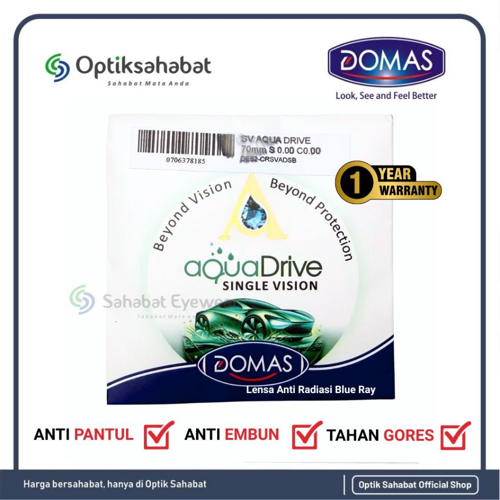 Lensa Domas Aqua Drive - Lensa Anti Radiasi Blue Ray Night Drive Anti Fog
