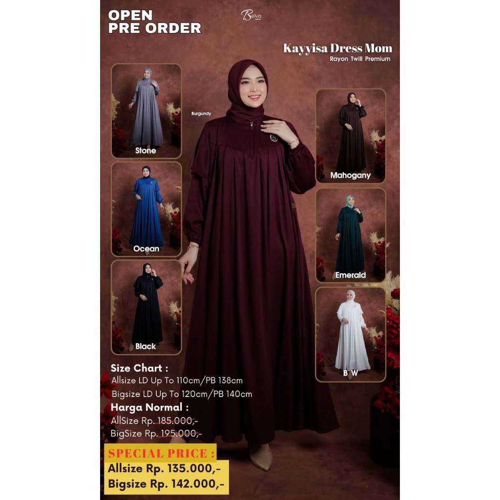 KAYYISA DRESS BY BELVA FASHION/ DRESS RAYON DEWASA / GAMIS RAYON ADEM
