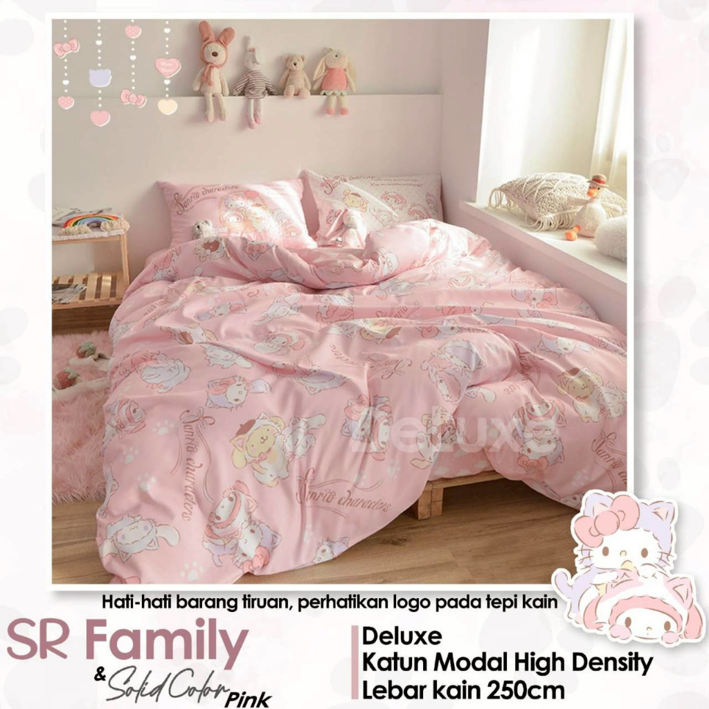 Sprei Anti Geser Katun Lokal Motif Anak BEVERLY SR Family