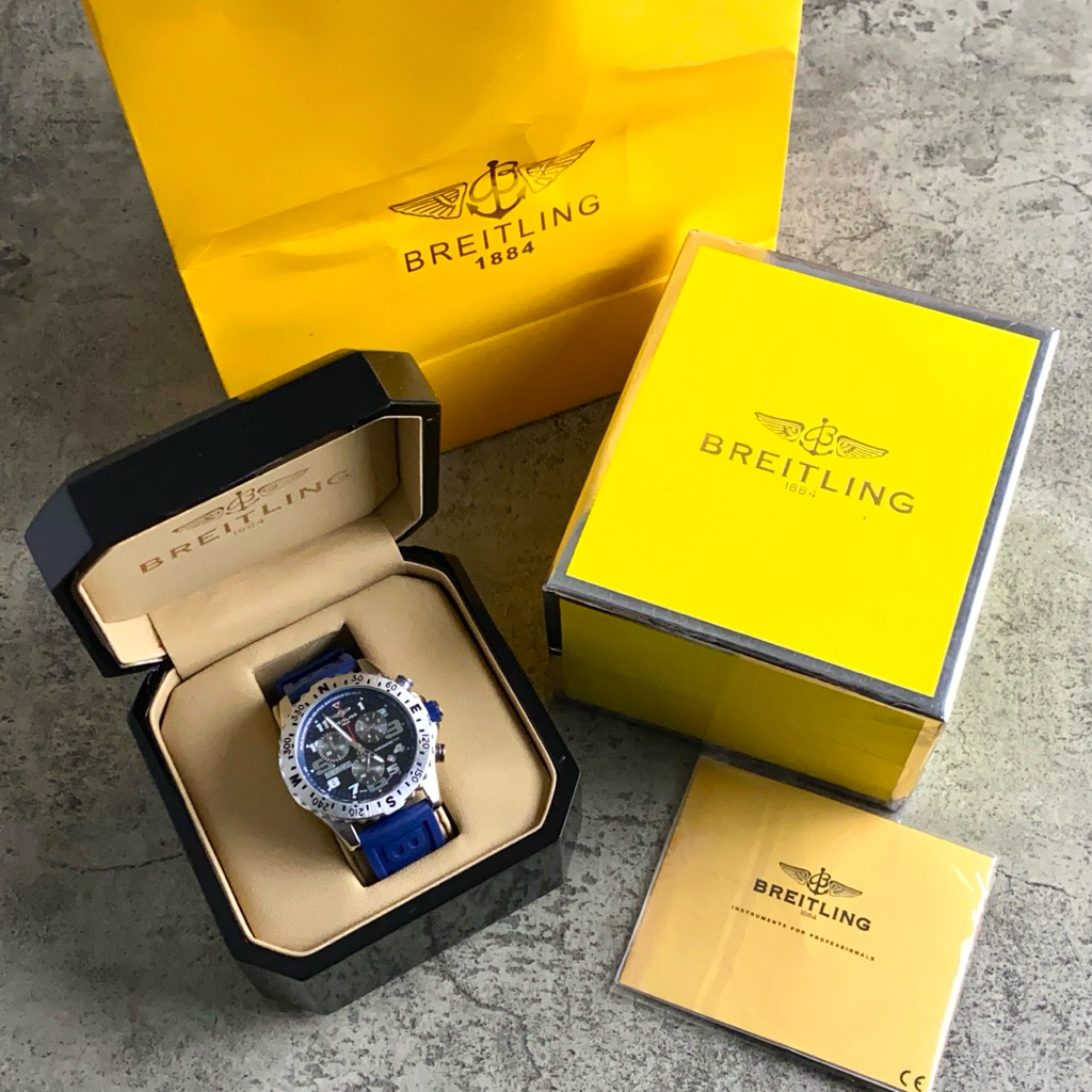 Jam BR Breitling Endurance Blue Chrono Date Aktif Fullset