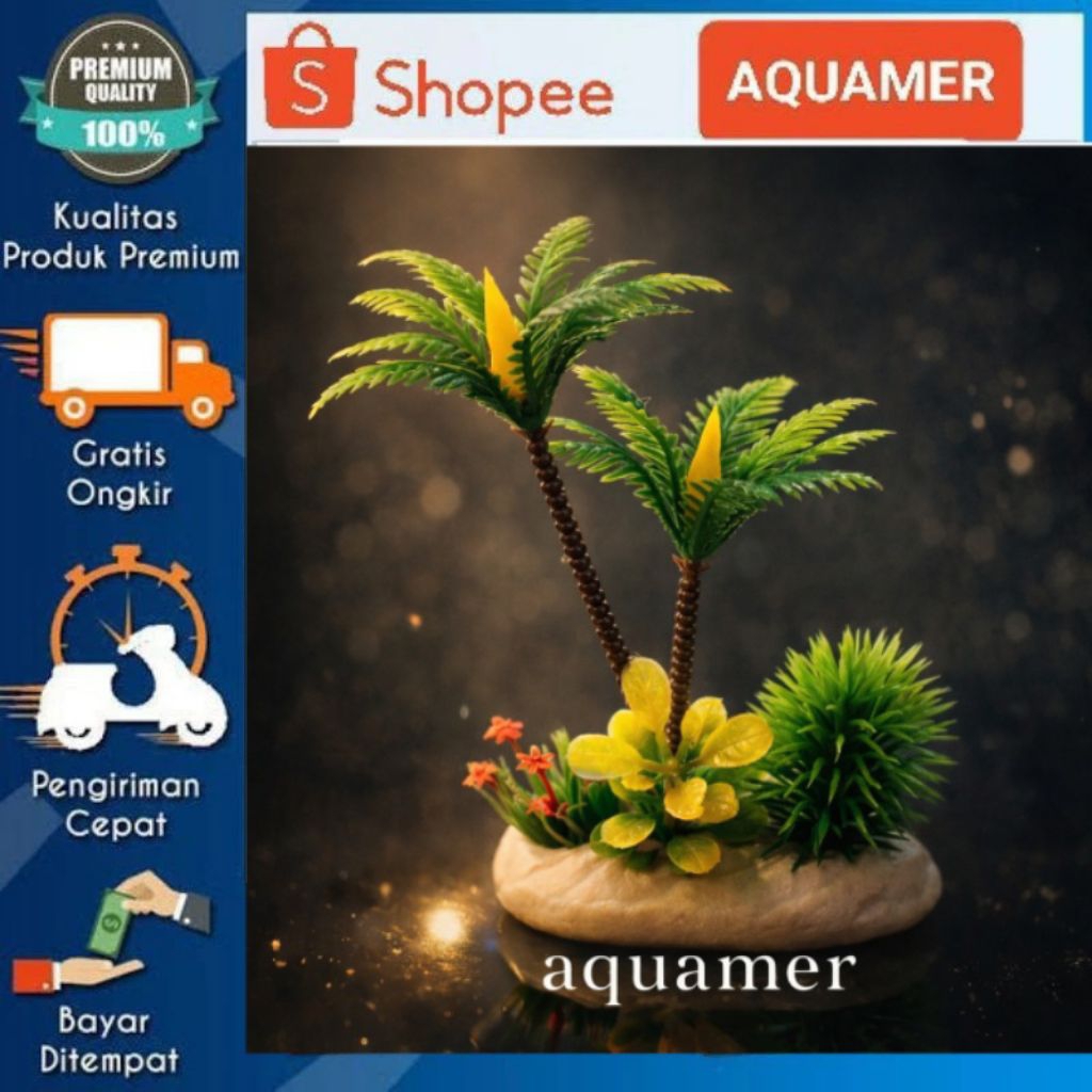 Hiasan akuarium kelapa double tanaman hiasan akuarium kelapa