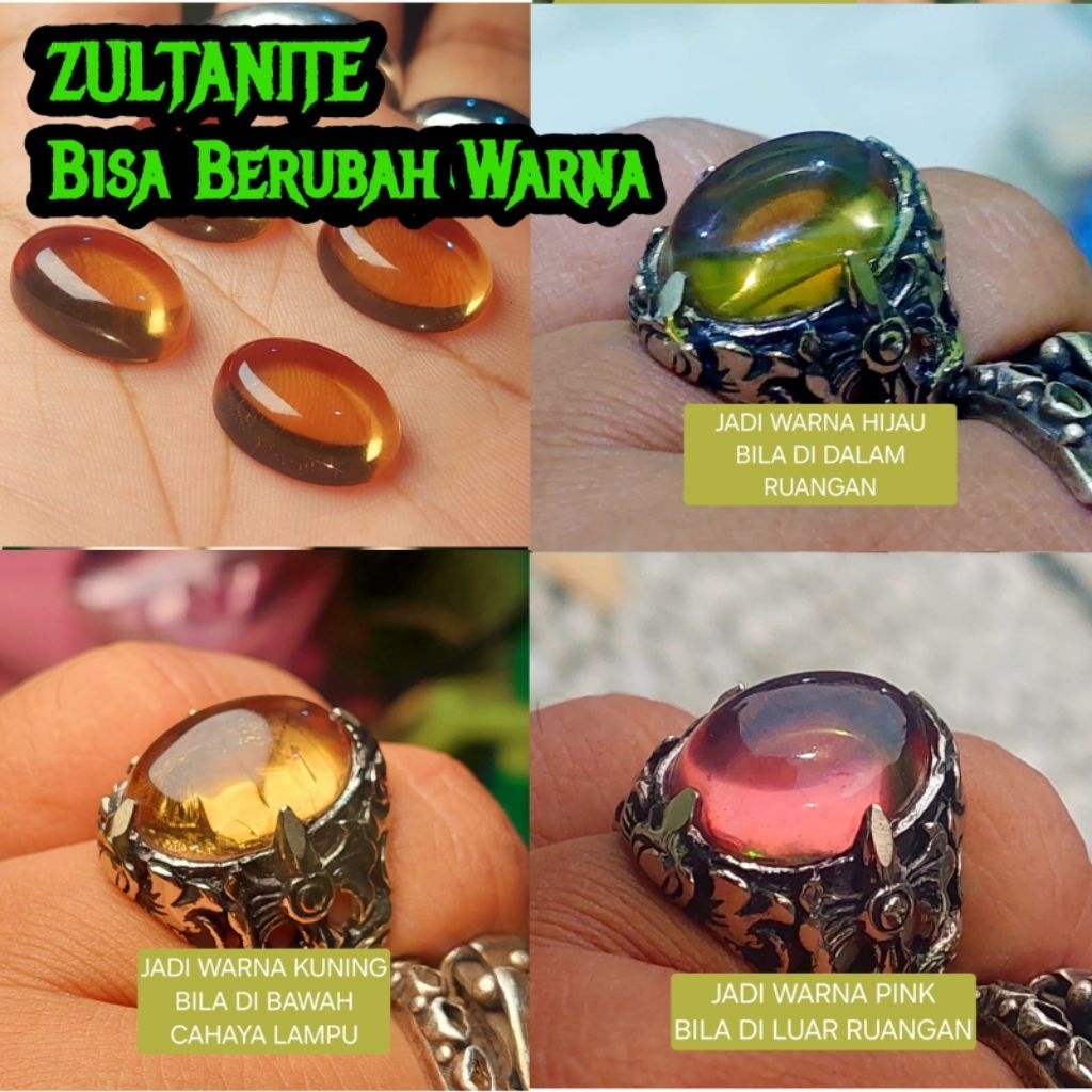 cincin batu zultanite change colour  turki bisa berubah warna tergantung cahaya