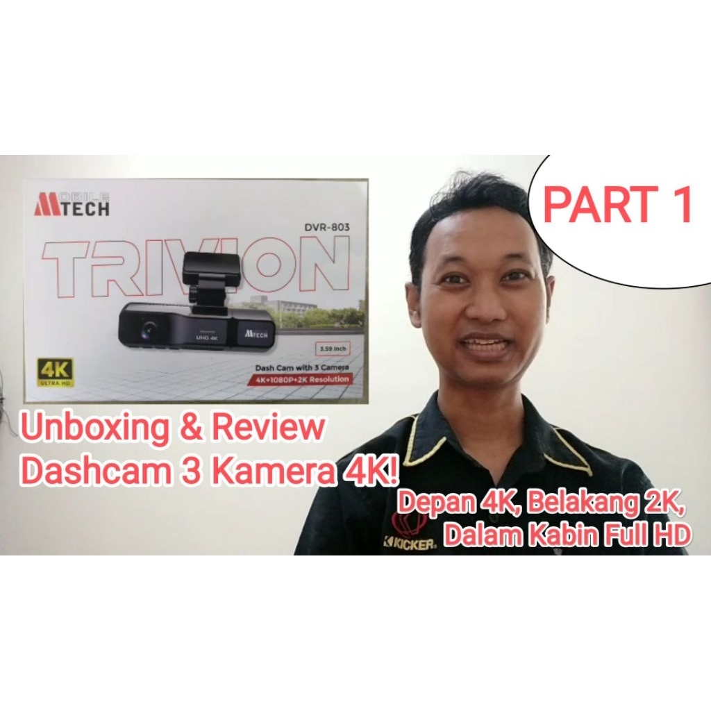 Mtech Trivion Dashcam 3 Kamera 4K+2K GPS ADAS Layar 3.59"